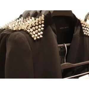 GENUINE ZARA STUD STUDDED SPIKE LONG LINE BLAZER JACKET COAT SIZE EXTRA SMALL